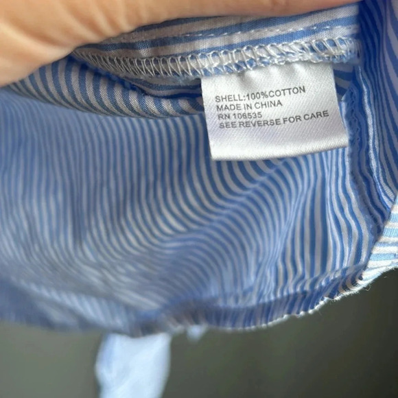 Central Park West New York Striped Cotton Shirt | Striped Shirt | Open Shoulder - Picture 8 of 10